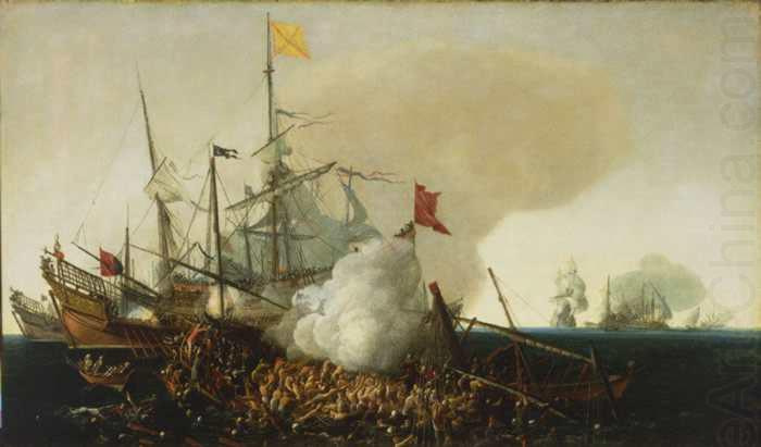 Cornelis Hendriksz Vroom Spanish Men-of-War Engaging Barbary Corsairs china oil painting image